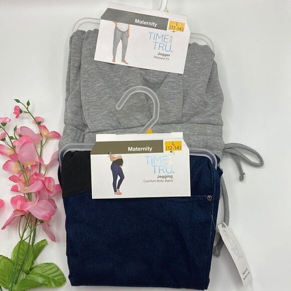 ❤️HP❤️ Women’s Maternity Jeggings & Joggers Pants Bundle 2-Piece Size L (12/14) - Picture 1 of 11